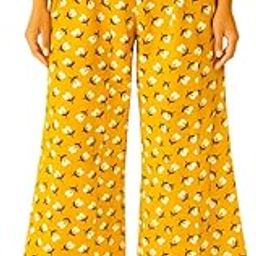 Women’s Mustard Yellow Floral Palazzo Pants – Soft Rayon Fabric, Wide-Leg Fit, Elastic Waist, Comfortable, Waist Size - 42 Inches, Length - 36 Inches (Approx.)-image-61