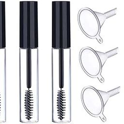 Homeaura® 3Pcs 10ml Empty Mascara Bottle Tube Set with Wand Brush| Eyelash Cream Container Tubes with 3 Funnels | Refillable Eyeliner and Liquid Eyelash Serum Tubes for Castor Oil & DIY Makeup Storage-image-7