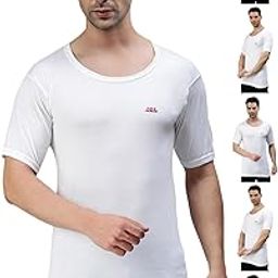 Men's Round Neck Half Sleeves 100% Cotton Vest with Extended Length for Easy Tuck (Pack of 6)-image-43