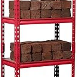 STAR WORK Metal Shelving Unit Adjustable Garage Storage Utility Rack Shelves Multipurpose Shelf Warehouse Basement Kitchen Living Room Pantry (RED, 4 Section (4'6"X 2'X 1' FT))-image-98