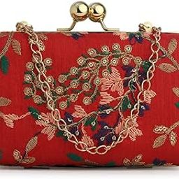 Art's Off White & Gold Embroidered Box Clutches For Girls and womens(01)-image-97