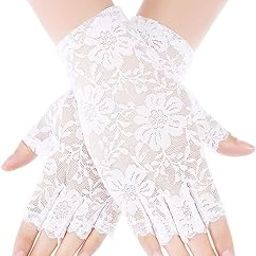 Women’s Lace Half Finger Gloves – Floral Net Design for Party, Cosplay, Retro Theme, Fancy Dress-image-91