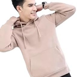 Men's Hooded Neck Regular Fit Fleece Plain Printed Hoodie For Winter Wear-image-30