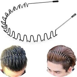 Strong Metal Wave Spring Hair Band Headband for Men and Woman Unisex Non Slip Outdoors, Black, 2-PCS-image-7