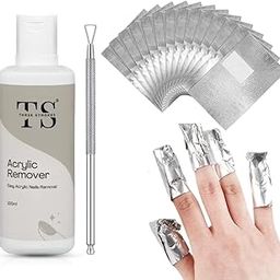 THR3E STROKES Acrylic Remover Kit, 100ml Gel Nail Polish Remover with Nail scrapper, 100pcs Foil nail Wrap, Quick & Easy Polish Remover In few Minutes Don't Hurt Your Nails-7