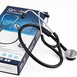 Lumina II SS stainless steel dual head acoustic stethoscope | Flexible PVC Tubing | Soft Sealing Comfortable Ear Knobs | Doctors and Medical Students (Black)-image-7