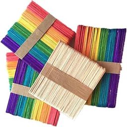 Annria Traders Popsicle Sticks 200 PCS Craft Popsicle Sticks 4.5 inch Wooden Multi-Purpose Premium Wood for Waxing Crafting Paddle Ice Cream Stirring Plant Labels DIY Art Projects Multicolor-25