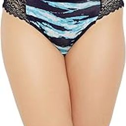 Women's Cotton Marble Print Low Waist Bikini Panty with Lace Panels in White-picture-14
