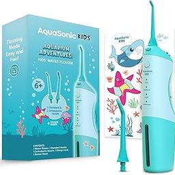 AquaSonic Water Floss for Children Aged 6+ Standard Nozzle, Orthodontic Nozzle and Waterproof Stickers, 4 Floss Modes, Aquarium Adventure Theme-picture-12