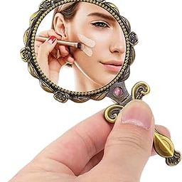 Mini Vintage Style Makeup Mirror, Small Pocket Size Folding Handheld Vanity Mirror, Pack of 1, Gold-55