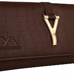 yessbenza Women's Tow Fold Casual Latest Hand Clutch Wallet Purse with Phone Pocket 6 Cards Slot (Clay Brown)-picture-29