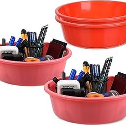 Pack of 4 Desk Organizer | Stationery Organizer | Multipurpose Storage Organizer | Office Supplies for Pen-Pencil-Staplers | Desktop Organizer | 6 LTR | Red & Pink-image-91