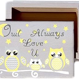 Presto Chango Decor Owl Always Love U White Washed Wood Keepsake Collectible Box (Yellow)-image-30