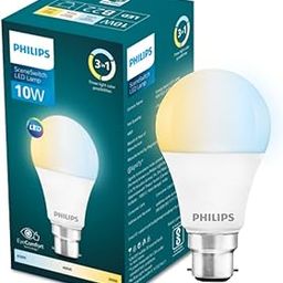 PHILIPS 10-watt LED Bulb|3 Colors in 1 LED Bulb|Scene Switch Bulb for Home & Decoration|Color: Tunable White, Pack of 1, 10 w, b22d-10
