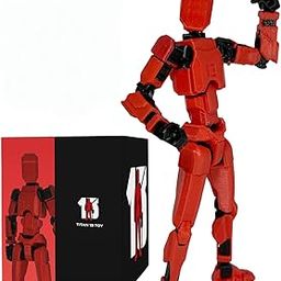 ONNGEO Titan Dummy 13 Action Figure Robot Polyarticular Movable Titan 13 Action Figure Action,3D Printed Action Figure Toys for Desktop Decor&Game Lovers (Red)-16