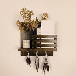 Symplify Somerset Wooden Wall Shelf Organiser with Key Holders || Wooden Key Holder for Wall Key Chain Holders for Wall for Home and Office Decor | Key Stand-image-24