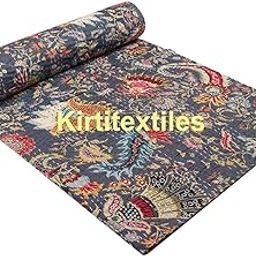 BOHEKANT Handicraft Hand Made Cotton Patch Work Indian Kantha Quilt Bed Spread Blanket Queen Size Coverlet - Multicolor 36 (Size 90 X 108)-image-26