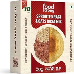 Foodstrong Sprouted Ragi & Oats Dosa Mix, High Protein & Fibre, Easy to Digest, No Preservatives, No Added Sugar, No Soda, Ready to cook instant mix, 400 g, Makes 25 Dosas-image-40