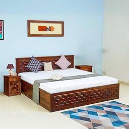 SONA ART & CRAFTS Niwar Sheesham Wood Queen Size Bed with Storage Box | Solid Wooden Bed Queen Size Cot with Storage | Double Bed with Box for Home - Honey Finish (Assembly Included)-image-69
