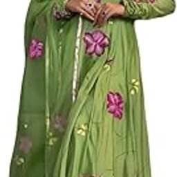 Women's Green Floral Printed Anarkali Gown with Dupatta-picture-1