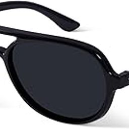 | Full Rim Aviator Branded Latest and Stylish Sunglasses | Polarized and 100% UV Protected | Men & Women |Medium |Lens: Black, Frame: Black-image-76