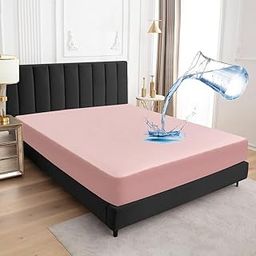 Sea Monk Waterproof Mattress Protector Single Size 78x42 - Pink Color - Fitted Style Bed Protector for Single Bed - Mattress Protector for Kids Urine (6.5x3.5 feet)-image-31