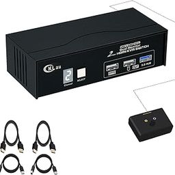 CKLau 8K60Hz 4K144Hz Dual Monitor KVM Switch, 2 Port USB 3.0 HDMI KVM Switch 2 Monitors with Cables, Digital Display for 2 Computers Sharing Keyboard Mouse Display Peripheral Device-image-15
