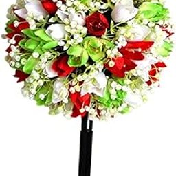 Artificial Flower Garden Stake Fairy Garden Accessories for Backyard Outdoor Red Green White-image-1