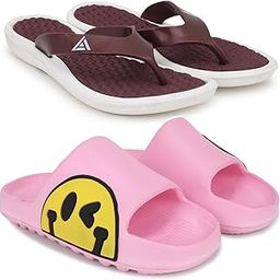 Combo Pack of 2 Slipper/Flip Flops/Slides/Clogs/Sandals for Women (V-Triangle Vs Tatoo-Eyes)-image-95