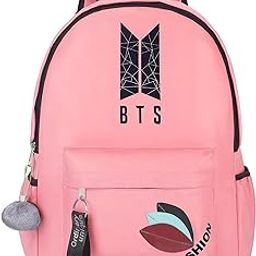 BTS Backpack for Girls & Boys | Stylish Waterproof School Bag with Fashion Design & Pom Pom Keychain | Lightweight Travel & College Backpack for Teens & K-Pop Fans-Best Gift-4