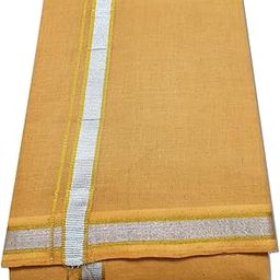 Pure Cotton Colour Dhoties For Men Silver Gold Jari Border 50k (Size : 9 x 5) 4.00 Meter double Dhoti And 2.25 Meter Towel set-picture-15