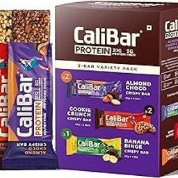 20g Protein Bar - Almond Choco, Banana Binge, Cookie Crunch Crispy Bar (Combo Pack of 5) Assorted Pack, No Added Sugar, Gluten-Free, 5g Fiber, No Preservatives, Delicious Taste & 100% Veg. | Guilt-Free snacking for High Protein diets, Sustained Energy, Fitness & Immunity (65g x 5 Bars)-image-61