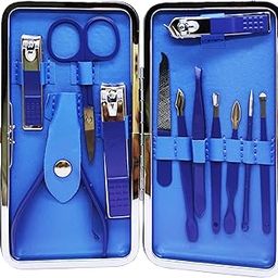 KIRA 12Pcs Manicure Pedicure Set Nail Clippers Stainless Steel Nail Scissors Grooming Kit with Peeling Knife, Nail Cleaning Knife, needle, Blackhead Tool & Travel Case (Blue)-image-41