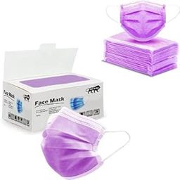 VONZEE® 3 Layer(Ply) Non-Woven Fabric Disposable Surgical Face Mask with Nose Pin & Soft Earloops | Mask Suitable for Women, Men (Purple, Pack of 50)-picture-27