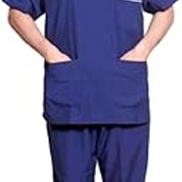 Hangerage Scrub Suit Polyester Cotton for Male & Female Navy Blue Set Pack of 1 (S)-image-47