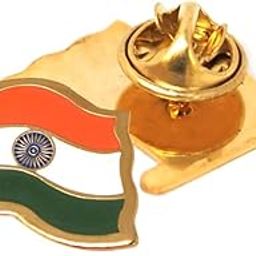 Brass Metal Indian National Flag Badge With Pin for Shirt, Flag Lapel Pin For Cloth Indian Flag Brooch, Magnet Badge for Men and Women-21