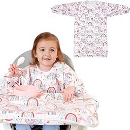 SNOWIE SOFT® Toddlers Apron Waterproof Baby Bib Long Sleeve Apron with Detachable Hem Adjustable Collar Cute Bibs for Toddlers Aged 2-5 Years Old Multipurpose Bib Apron for DIY Painting, Dining-picture-12