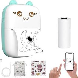 Kanget Mini Bluetooth Thermal Label Printer, Black on White Inkfree Photo Printer for Android & iOS, Label Maker with 1 Roll HD Print Paper & Stickers-picture-14