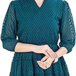 Women's Blue Self-Textured Georgette Puff Sleeve Top-picture-39
