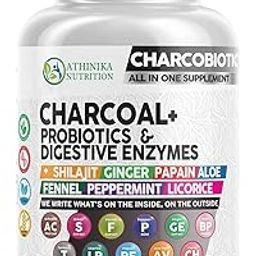 Activated Charcoal Capsules Shilajit Pills Probiotic Digestive Enzymes for Digestive Health with Peppermint Fennel Licorice Papain Ginger Turmeric | Gut Health-image-31