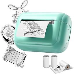 TATTMUSE Q02E Mini Printer, Thermal Printer, Bluetooth Photo Printer, Label Printer for Photos, Notes, Design, Green, with 3 Rolls of Thermal Paper-26