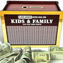 Artful Aesthetics Kids & Family Savings Box | Save for Their Smiles | Wooden Piggy Bank, Money Box, Smart Savings Challenge, Coin Bank for Family Goals-image-45
