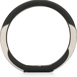 SOFT X Flat Bottom Faux Leather Car Steering Wheel Cover Breathable & Anti Slip D Shape Steering Cover for Untlimate Comfort & Style (Silver & Black)-image-3