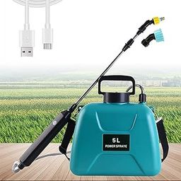 HASTHIP® 5L Battery Powered Sprayer, Electric Sprayer with USB Rechargeable Handle, Potable Garden Sprayer with Telescopic Wand, 2 Mist Nozzles and Adjustable Shoulder Strap-picture-5