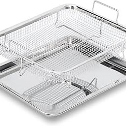 2pc Air Fryer Basket with Tray for Oven Stainless Steel Crisper Tray Non-Stick Mesh Basket Set Air Fryer Roasting Basket for French Fries/Chicken Crispy Foods Healthy Cooking, Dishwasher Safe-picture-20