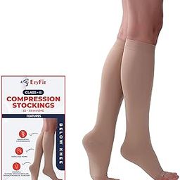 EZYFIT Class II Compression Stockings Below Knee for Varicose Veins | Class 2 Knee Length |Compression Socks Class II | Varicose veins stockings For men and women | 22-35mm/Hg (Extra Large)-25