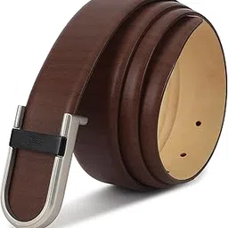gil Brown Leather Belt for Men, Men's 34mm Profile Leather Belt with Signature Buckle, Casual and Formal Wear-picture-6