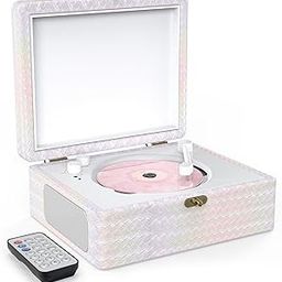 CD Player Portable with Speakers Bluetooth Desktop Knit Retro CD Player for Home Rechargeble Battery Small Vintage CD Players with Bluetooth Input, USB Playback, AUX IN, Headphone Jack, Remote Control-23