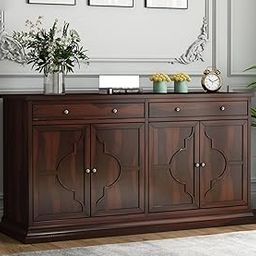 DNP FURNITURE Solid Sheesham Wood Wooden Sideboard Storage Cabinet : Ideal for Living Room and Bedroom with 2 Drawers and 4-Shelf Storage | Sheesham Wood, Walnut Finish-image-32