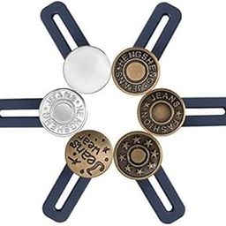 6 Pcs Flexible Adjustable Elastic Waist Extender Button Set, No-Sew Extend for Men or Women Waistband, Jeans(1.4in) Random Style-0